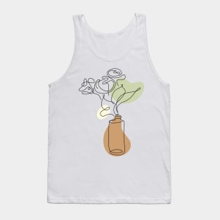 Flower Bouquet Shape Minimalist Line Art Drawing Tank Top